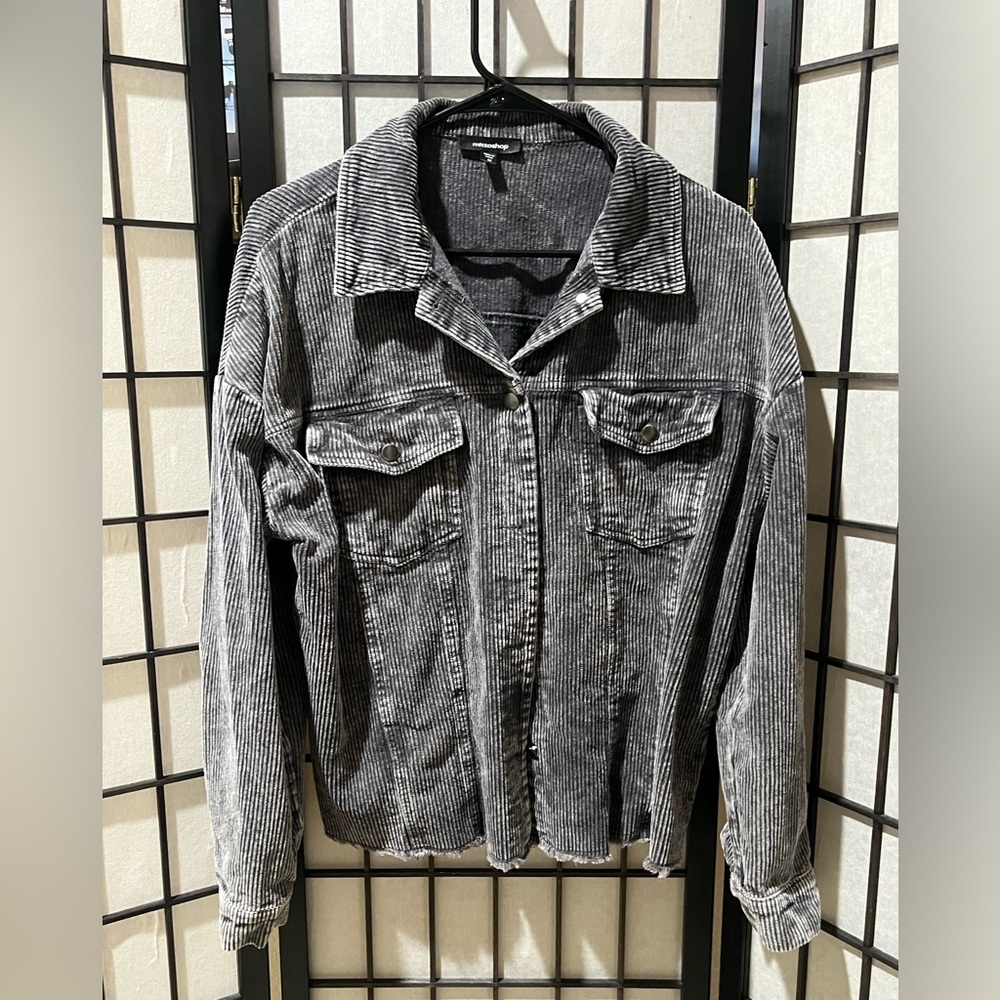 Mittoshop Corduroy Button-Up Jacket in Washed Black LADIES SIZE M